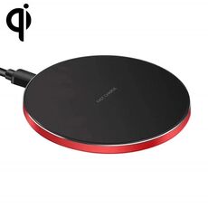 Caricabatterie wireless rotondo in metallo da 15W Smart Fast carica veloce (superficie rossa + nera)
