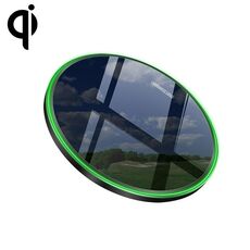 Caricabatterie wireless rotondo in metallo 15W Smart Fast Charge (Specchio nero)