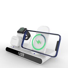 SY-011 15W Wireless Stand Fast Charge Clock Tre in uno Caricatore wireless pieghevole (bianco)