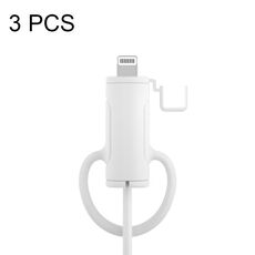 Custodia in silicone per cavo dati lavabile morbido da 3 pezzi per Apple, specifiche: 8 pin (bianco)