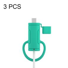 Custodia in silicone per cavo dati lavabile morbido da 3 pezzi per Apple, specifica: tipo C (verde menta)