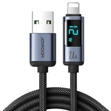 JOYROOM S-AL012A16 Cavo dati di ricarica rapida da USB a 8 pin da 2,4 A con display digitale, lunghezza: 1,2 m (nero)
