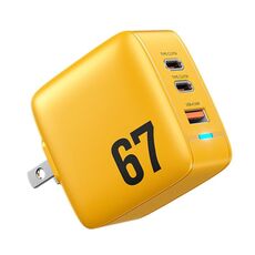 WK WP-U141 67W USB + doppio caricatore GaN USB-C / Type-C, spina: spina americana (giallo)