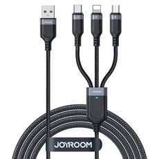 JOYROOM A18 3.5A USB a 8 Pin+USB-C/Type-C+Micro USB 3 in 1 Cavo Dati, Lunghezza:0.3m(Nero)
