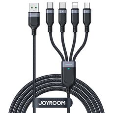 JOYROOM A18 3.5A USB a 8 Pin+Dual USB-C/Type-C+Micro USB 4 in 1 Cavo Dati, Lunghezza: 1.2m(Nero)