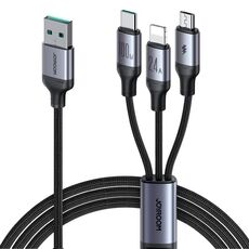 JOYROOM A21 100W USB a 8 Pin+Type-C+Micro USB 3 in 1 Cavo di Ricarica, Lunghezza: 1.2m (Nero)