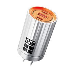 WK WP-U01 Barretta energetica serie Mecha 65W Nitruro di gallio Doppio USB-C/Tipo-C + Caricatore USB, Spina CN (Argento)