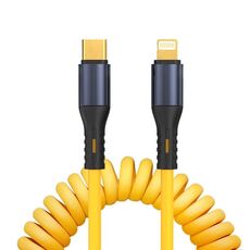 Cavo dati di ricarica a molla XJ-U101 da USB-C / Type-C a 8 pin, lunghezza: 1,5 m (giallo)