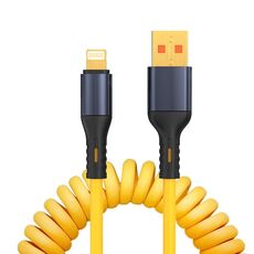 XJ-U101 Cavo dati di ricarica a molla da USB a 8 pin, lunghezza: 1,5 m (giallo)