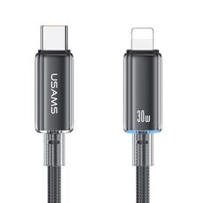 Cavo dati di ricarica rapida PD da 30 W PD USAMS tipo C a 8 pin in lega di alluminio, lunghezza: 1,2 m (nero)