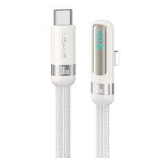 USAMS US-SJ652 PD Cavo dati a gomito per ricarica rapida da USB-C/Tipo-C a 8 pin in lega di alluminio con display digitale, lunghezza: 1,2 m (Beige)