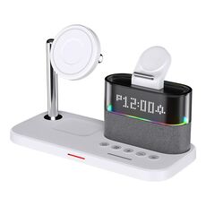 C09 Lampada da comodino con caricabatterie wireless multifunzione 15W 5 in 1 (bianca)