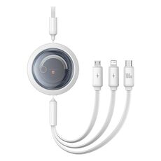 Baseus CB000084 Core Series 100 W 480 Mbps da USB-A a USB-C / Type-C + 8 pin + cavo dati di ricarica rapida telescopico Micro USB (bianco)