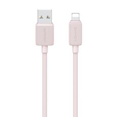 USAMS US-SJ689 Cavo dati di ricarica rapida a strisce da USB a 8 pin 2,4 A, lunghezza: 3 m (rosa)