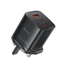 Caricabatterie GaN tipo C a tre porte Yesido YC84 PD65W, presa UK