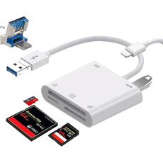 Lettore di schede OTG multifunzione con interfaccia USB 3.0 + 8 pin 5 in 1 (bianco)