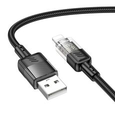 hoco U129 Spirit Cavo dati di ricarica trasparente da USB a 8 pin da 1,2 m 2,4 A (nero)
