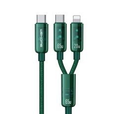 WK WDC-194 Pioneer Series 2 in 1 65W USB-C/Tipo-C a USB-C/Tipo-C+8 Pin Cavo Dati Ricarica Rapida, Lunghezza: 1m (Verde)