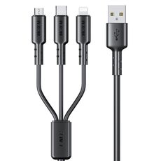 WEKOME WDC-02 Tidal Energy Series 3A USB a 8 Pin+Type-C+Micro USB 3 in 1 Cavo Dati PVC, Lunghezza: 1.2m (Nero)