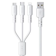 WEKOME WDC-02 Tidal Energy Series 3A USB a 8 Pin+Type-C+Micro USB 3 in 1 Cavo Dati PVC, Lunghezza: 1.2m (Bianco)