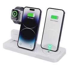 Caricabatterie wireless verticale pieghevole multifunzionale 6 in 1 (bianco)