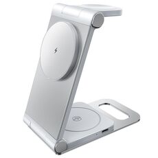 iFORCE T9 Caricabatterie wireless con supporto multifunzione pieghevole da tavolo 3 in 1 da 15 W (bianco)