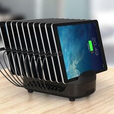 ORICO DUK-10P Stazione di ricarica intelligente da 120 W 10 porte USB con supporto per telefono e tablet, presa americana (nero)