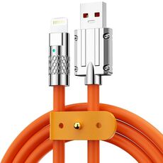 Cavo dati Mech Series 6A 120W da USB a 8 pin in metallo con ricarica rapida in silicone, lunghezza: 1,2 m (arancione)