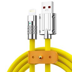 Cavo dati Mech Series 6A 120W da USB a 8 pin in metallo con ricarica rapida in silicone, lunghezza: 1,2 m (giallo)
