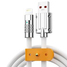 Mech Series 6A 120W USB a 8 pin in metallo con spina in silicone Cavo dati di ricarica rapida, lunghezza: 1,8 m (bianco)