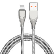 ENKAY ENK-CB131 USB a molla per tubo in acciaio al carbonio a 8 pin 2.4A Cavo dati di ricarica rapida, lunghezza: 2 m (argento)