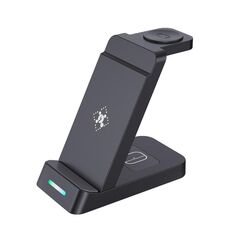 Supporto di ricarica per caricabatterie wireless Qi B20A 15W compatibile per iPhone iWatch Airpods (nero)