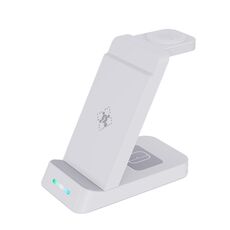Supporto di ricarica per caricabatterie wireless Qi B20A 15W compatibile per iPhone iWatch Airpods (bianco)