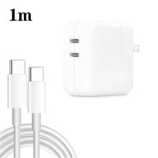 Caricabatterie a doppia porta USB-C/tipo-C da 35 W PD3.0 con cavo dati da tipo C a tipo C da 1 m, spina USA