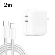 Caricabatterie a doppia porta USB-C/tipo-C PD3.0 da 35 W con cavo dati da tipo C a tipo C da 2 m, spina USA