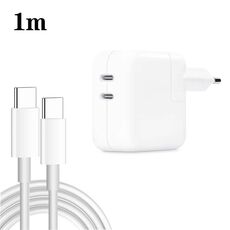 Caricabatterie a doppia porta USB-C/tipo-C da 35 W PD3.0 con cavo dati da tipo C a tipo C da 1 m, spina europea