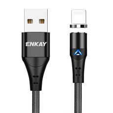 ENKAY Cavo dati di ricarica rapida da USB a 8 pin da USB 3A con luce a LED, lunghezza: 1 m (nero)