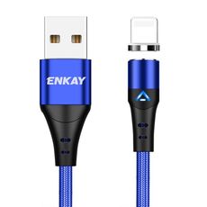 ENKAY Cavo dati di ricarica rapida da USB a 8 pin da USB 3A con luce a LED, lunghezza: 1 m (blu)