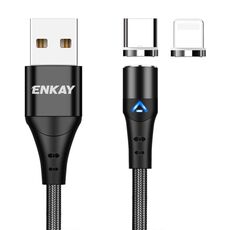 ENKAY 2 in 1 3A USB a 8 pin + cavo dati di ricarica rapida magnetico di tipo C, lunghezza: 1 m (nero)
