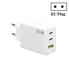 GaN PD65W Type-C x 2 + adattatore per laptop USB 3.0, spina europea (bianco)