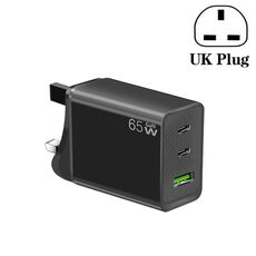 GaN PD65W Type-C x 2 + adattatore per laptop USB 3.0, spina europea (nero)