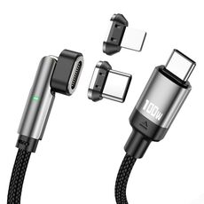 ENKAY 2 in 1 PD 100 W / 27 W Rotazione di 180 gradi Cavo dati di ricarica rapida magnetico di tipo C / 8 pin con luce a LED, lunghezza: 2 m
