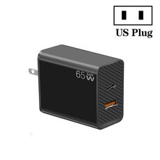 Caricabatterie rapido GaN PD48W Type-C PD3.0 + USB 3.0 ， Spina USA (nero)