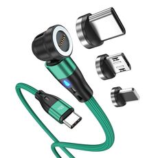 ENKAY PD60W da tipo C a tipo C / 8 pin / Micro USB magnetico 540 gradi rotante cavo di ricarica veloce, lunghezza: 1 m (verde)