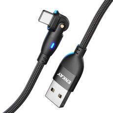 ENKAY Cavo dati di ricarica da USB a 8 pin con rotazione di 180 gradi con luce a LED, lunghezza: 1 m (nero)