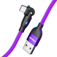 ENKAY Cavo dati di ricarica da USB a 8 pin con rotazione di 180 gradi con luce a LED, lunghezza: 1 m (viola)