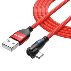 ENKAY Cavo dati di ricarica da USB a 8 pin con rotazione di 180 gradi con luce a LED, lunghezza: 2 m (rosso)
