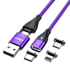 ENKAY 6-in-1 PD60W USB-A / da tipo C a tipo C / 8 pin / cavo di ricarica rapida magnetico micro USB, lunghezza cavo: 1 m (viola)