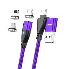 ENKAY 6-in-1 PD100W USB-A / da tipo C a tipo C / 8 pin / cavo di ricarica rapido magnetico micro USB, lunghezza cavo: 1 m (viola)