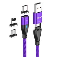 ENKAY 6-in-1 PD100W USB-A / da tipo C a tipo C / 8 pin / cavo di ricarica rapido magnetico micro USB, lunghezza cavo: 2 m (viola)